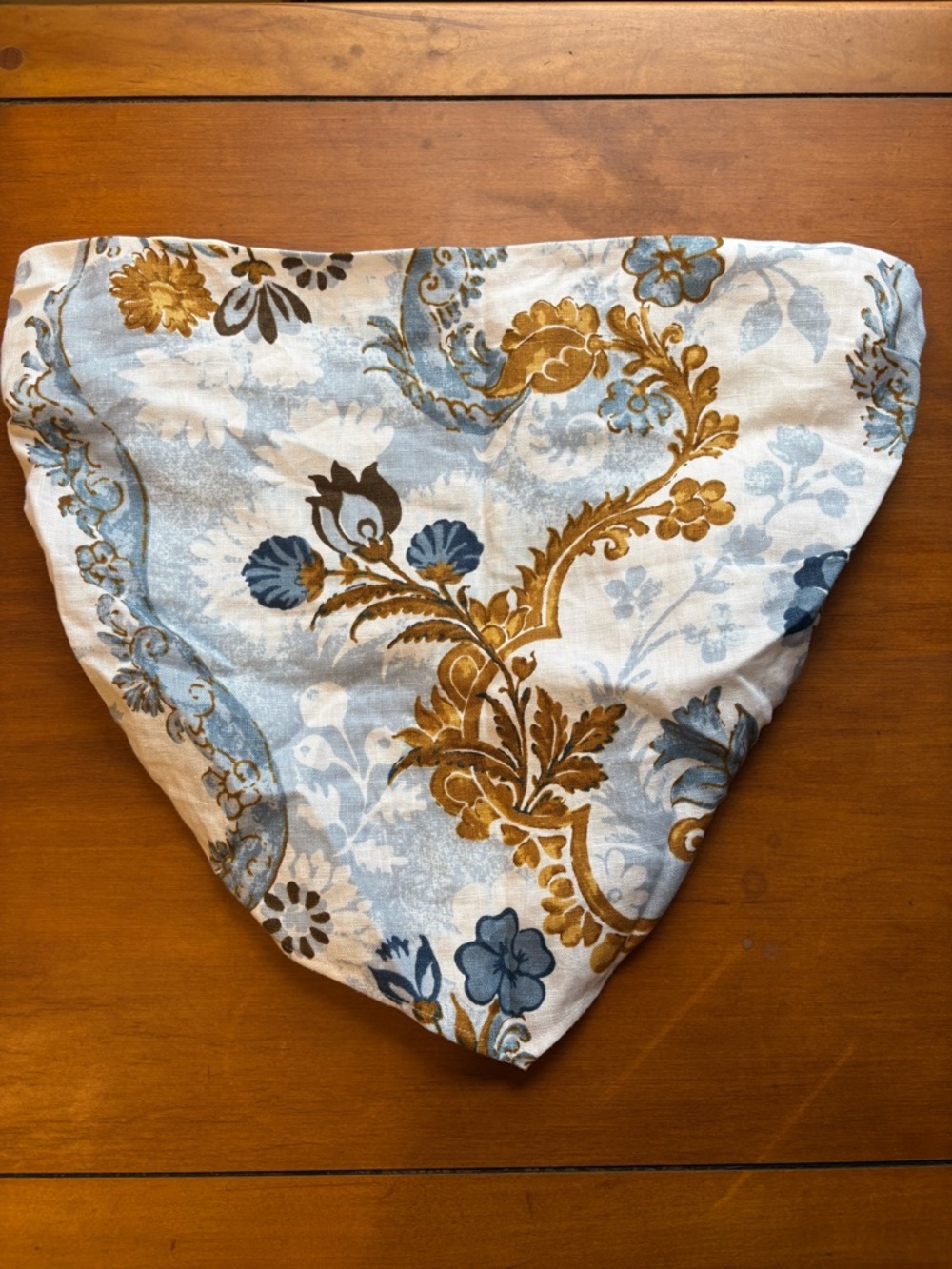 Reformation Blue and Gold Floral Chair Cover